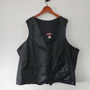 Hillside USA Leather Black Motorcycle Vest Jacket 60L